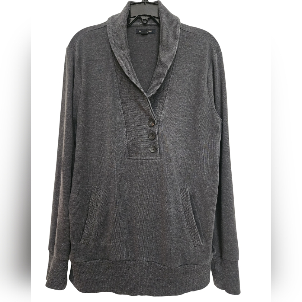 Banana Republic Outlet Gray Shawl Collar Pullover Long Sleeve SZ Large